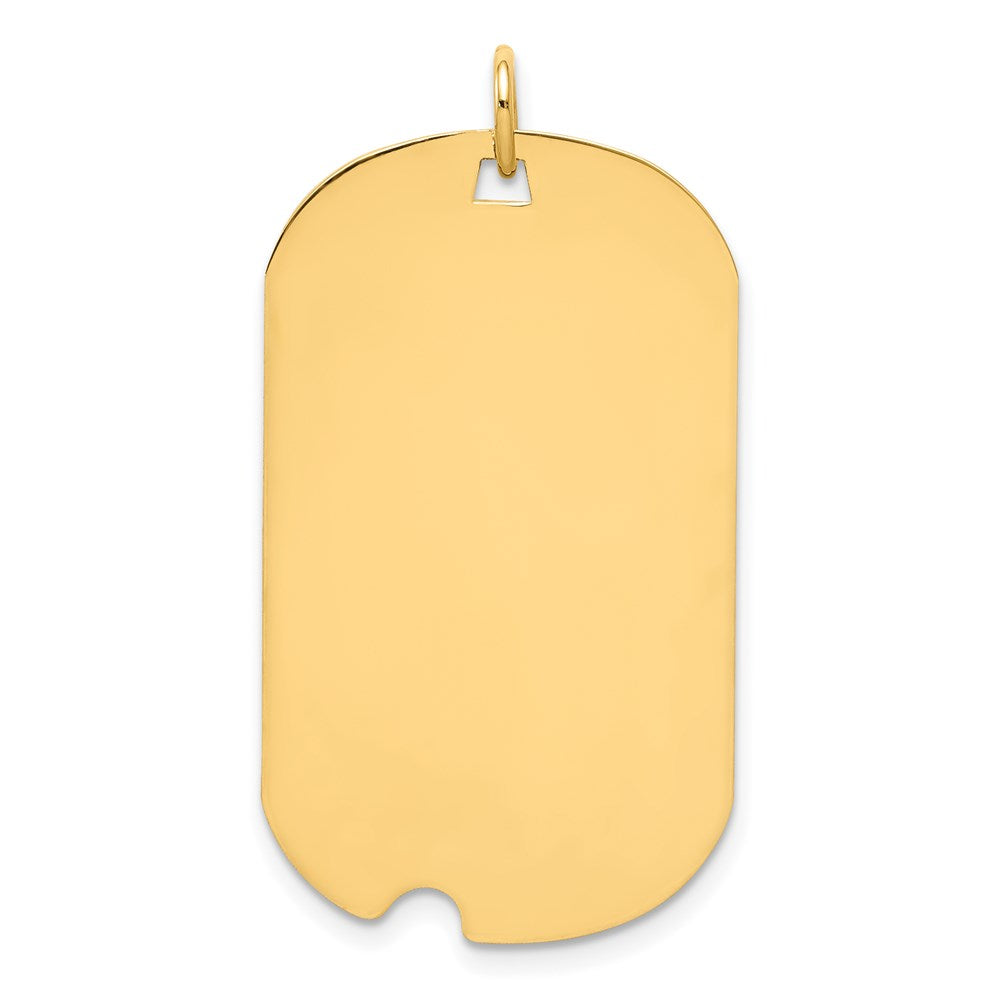 14k Yellow Gold Plain Engraveable Dog Tag w/Notch Disc Charm