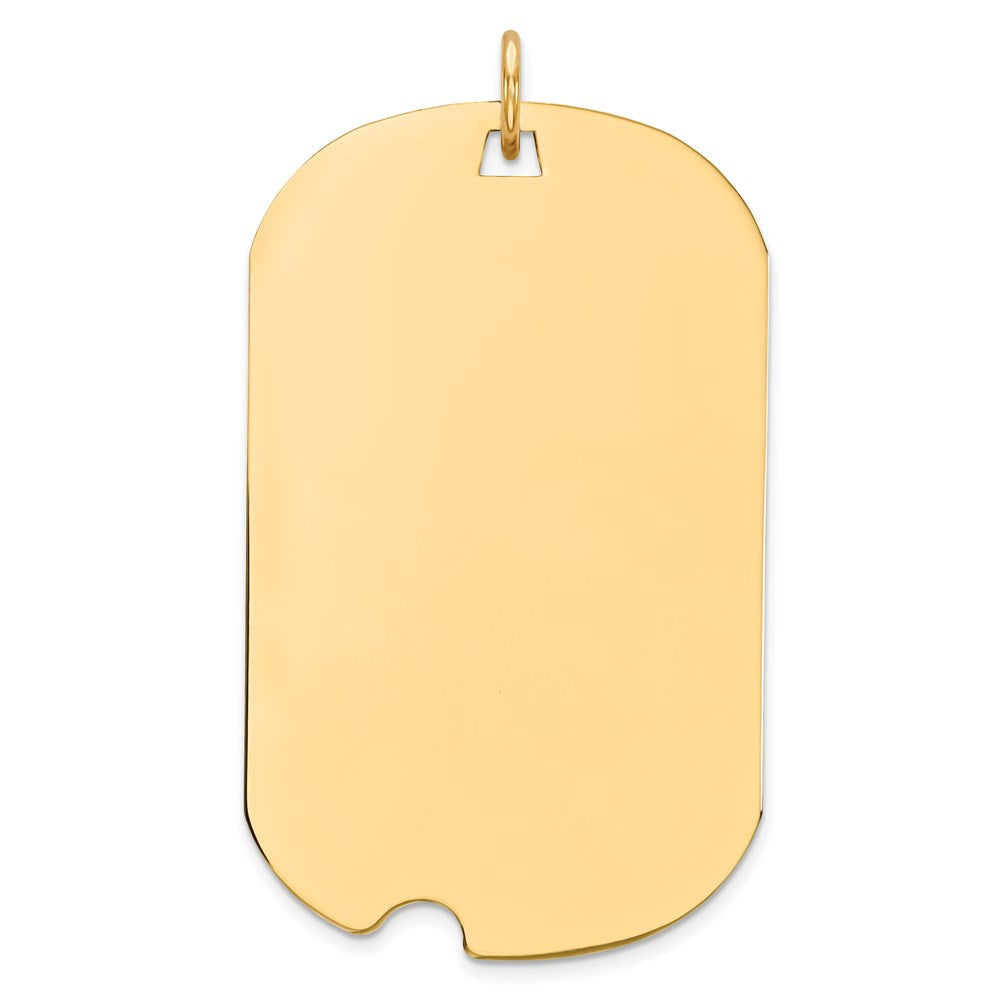 14k Yellow Gold Plain Engraveable Dog Tag w/Notch Disc Charm