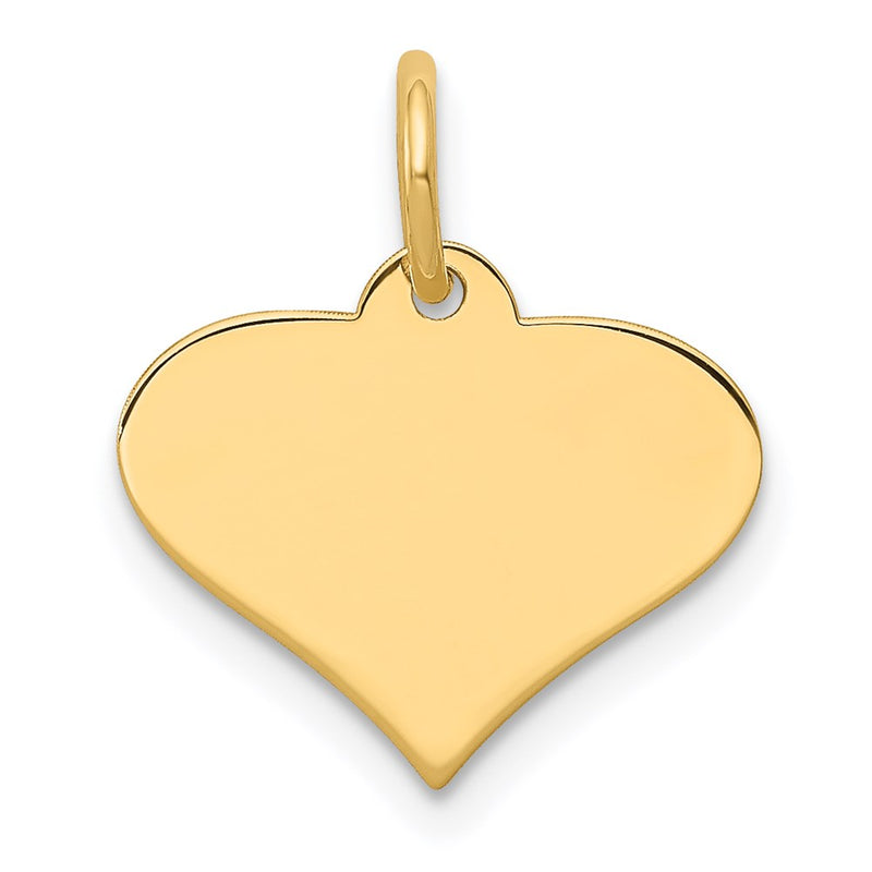 14k Yellow Gold Plain Engraveable Heart Disc Charm