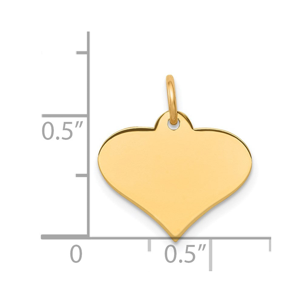 14k Yellow Gold 14k Plain .027 Gauge Engraveable Heart Disc Charm