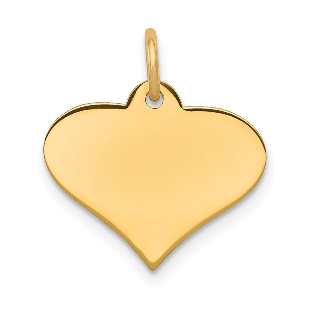 14k Yellow Gold Plain .035 Gauge Engraveable Heart Disc Charm