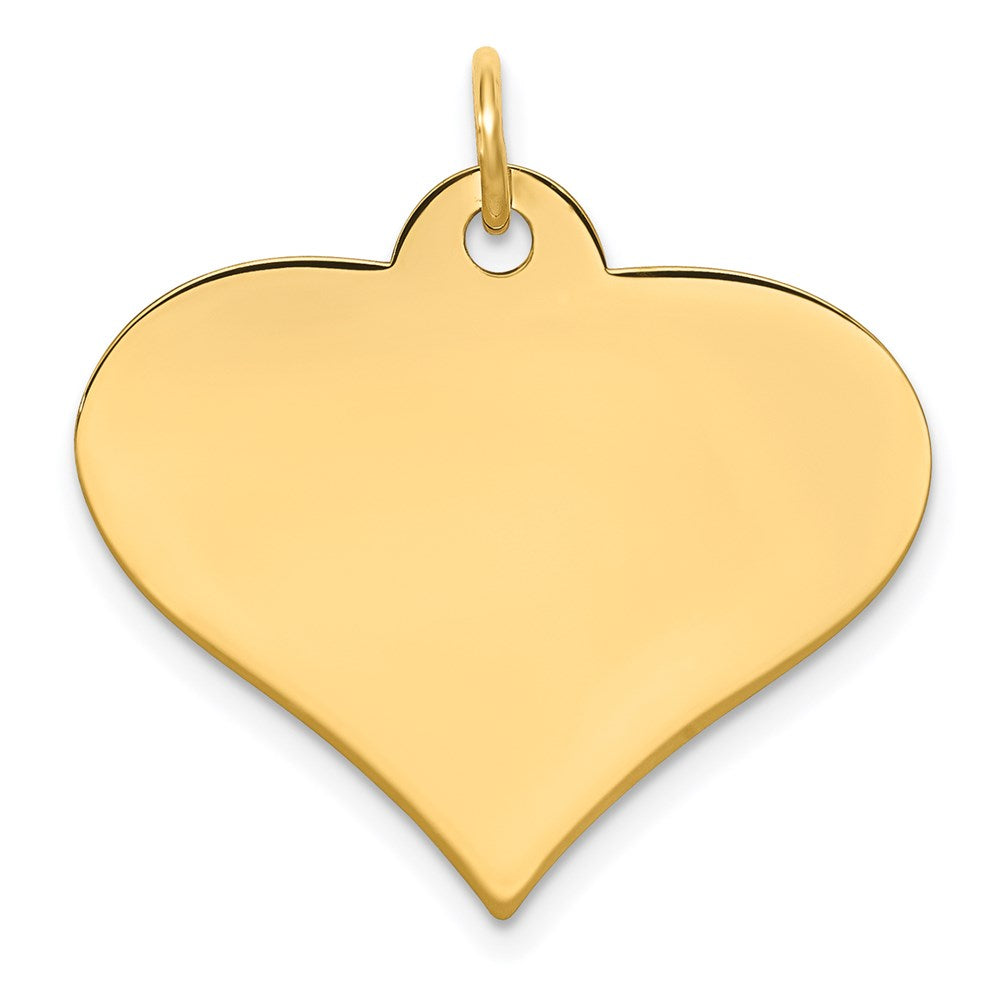 14k Yellow Gold Plain .027 Gauge Engraveable Heart Disc Charm