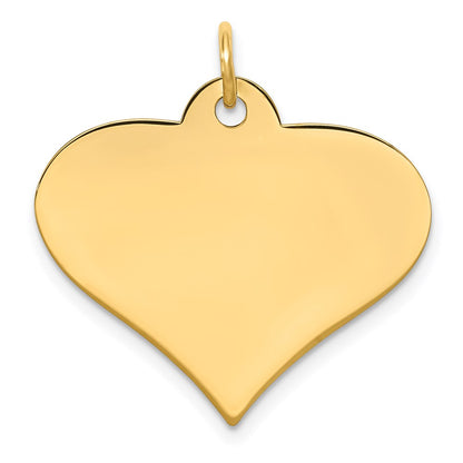 14k Yellow Gold Plain .027 Gauge Engraveable Heart Disc Charm