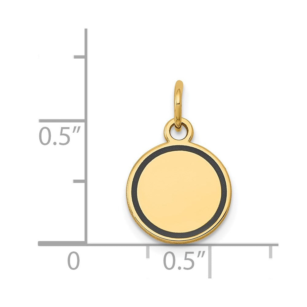 14k Yellow Gold 14k w/Enamel .027 Gauge Circular Engravable Disc Charm