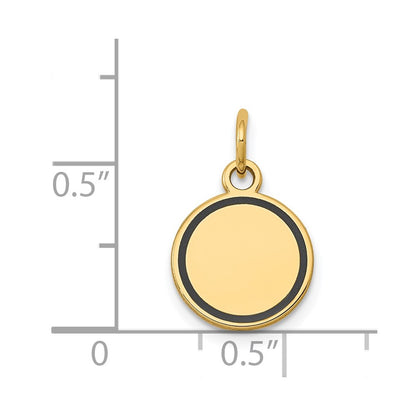 14k Yellow Gold 14k w/Enamel .027 Gauge Circular Engravable Disc Charm