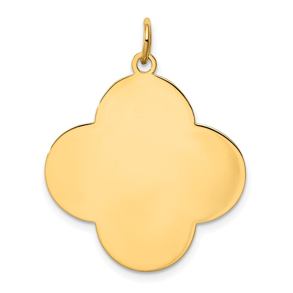 14k Yellow Gold Plain .027 Gauge Engravable Quadrafoil Disc Charm