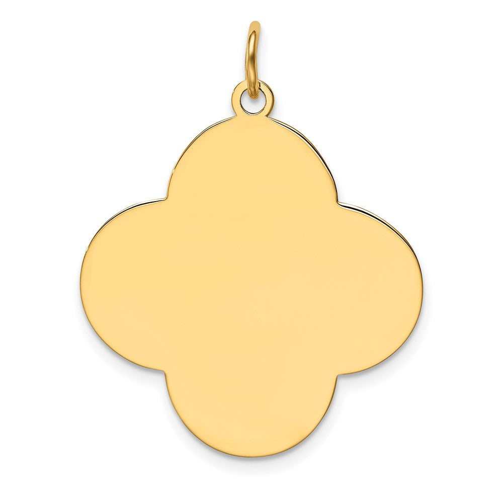14k Yellow Gold Plain .027 Gauge Engravable Quadrafoil Disc Charm