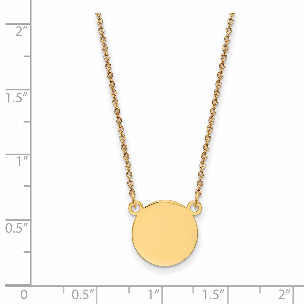 14K Yellow Gold Plain Circular Engravable Disc 18in Necklace
