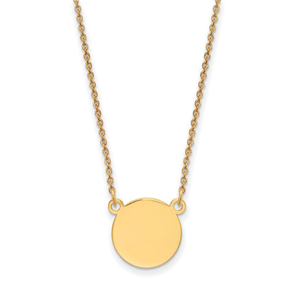 14K Yellow Gold Plain Circular Engravable Disc 18in Necklace