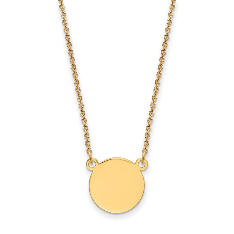 14K Yellow Gold Plain Circular Engravable Disc 18in Necklace