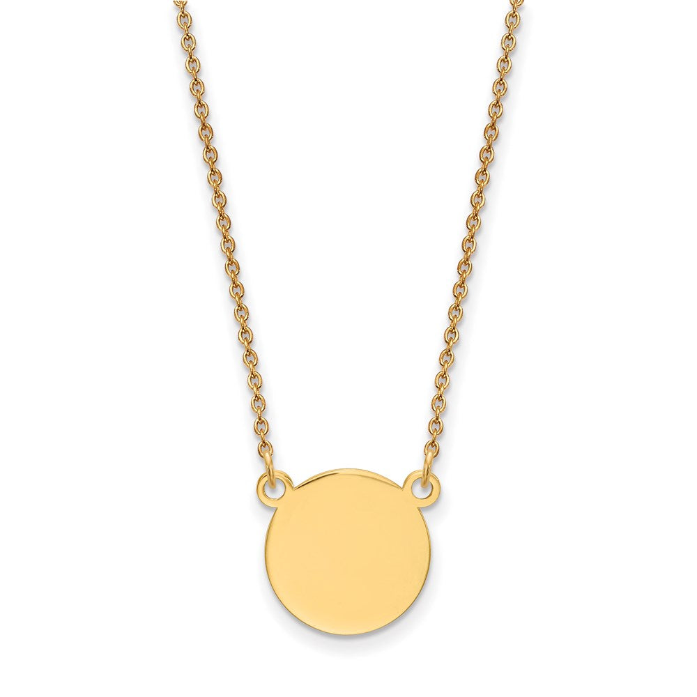 14K Yellow Gold Plain Circular Engravable Disc 18in Necklace