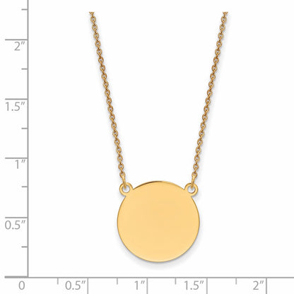 14K Yellow Gold Plain Circular Engravable Disc 18in Necklace