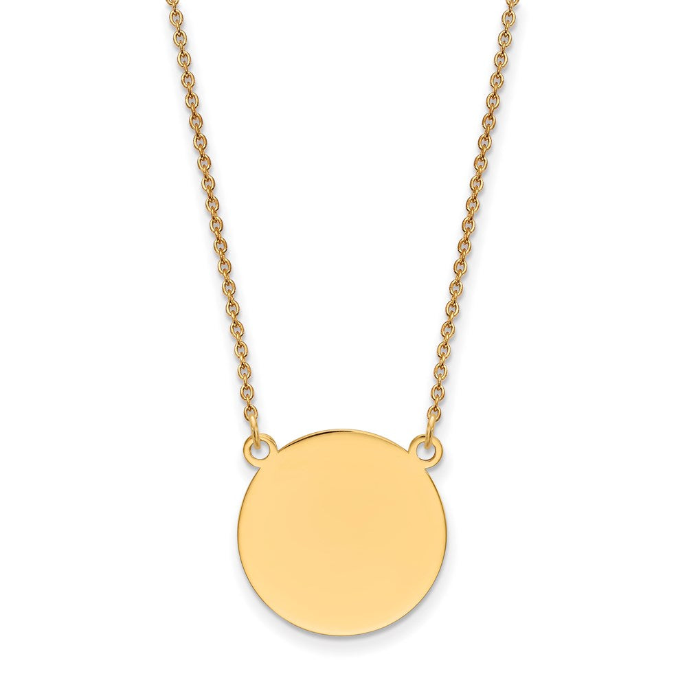 14K Yellow Gold Plain Circular Engravable Disc 18in Necklace