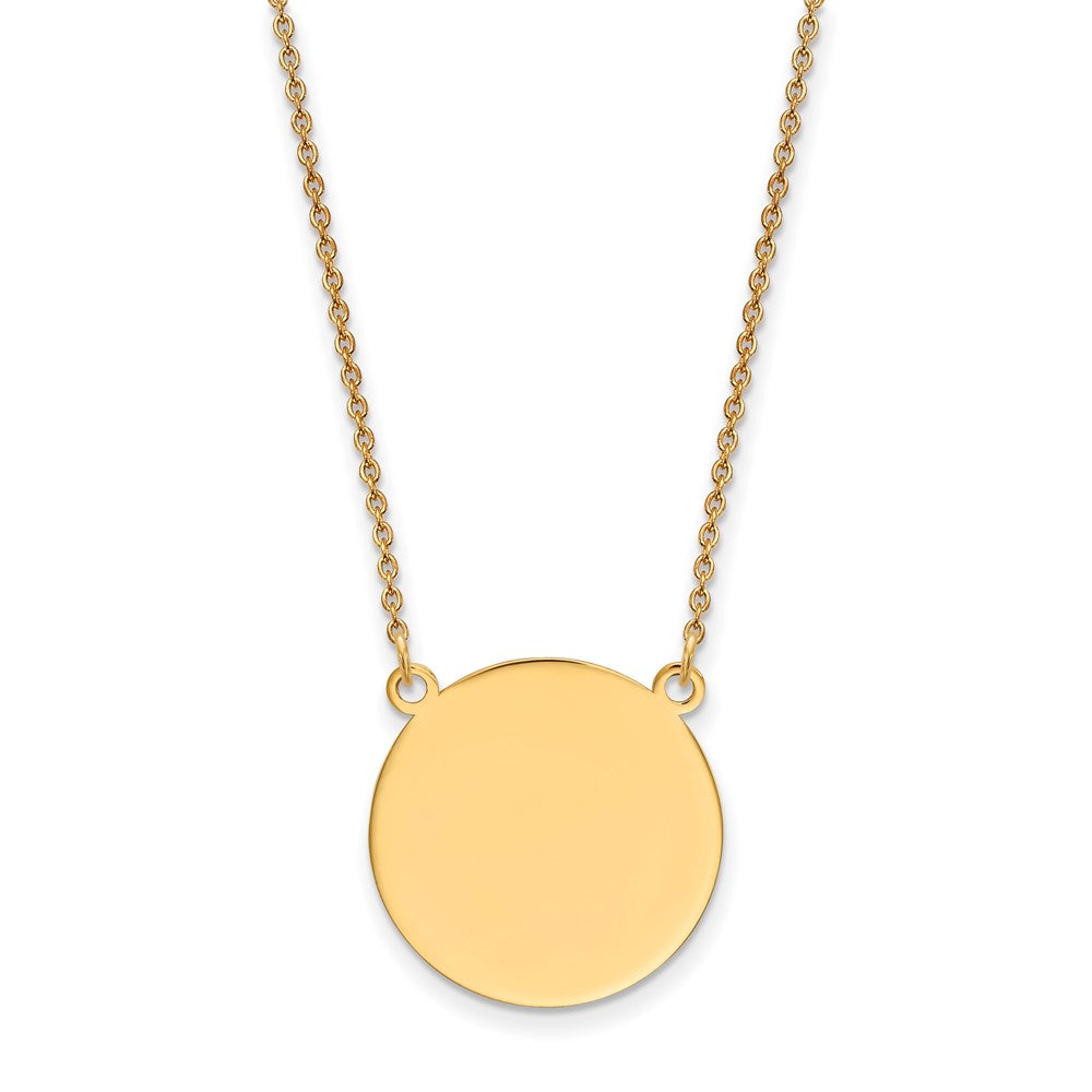 14K Yellow Gold Plain Circular Engravable Disc 18in Necklace