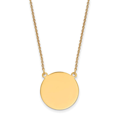 14K Yellow Gold Plain Circular Engravable Disc 18in Necklace
