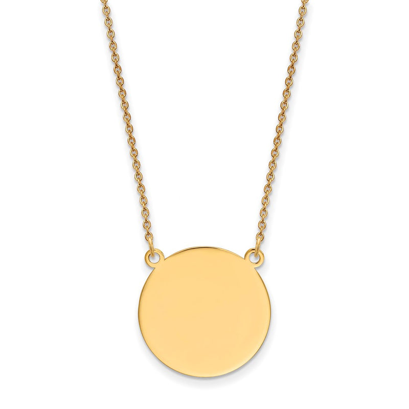 14K Yellow Gold Plain Circular Engravable Disc 18in Necklace