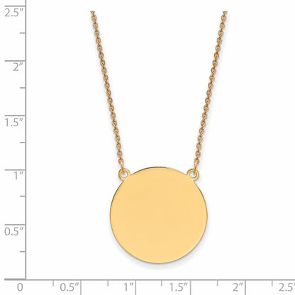 14K Yellow Gold Plain .018 Gauge Circular Engravable Disc 18In Necklace