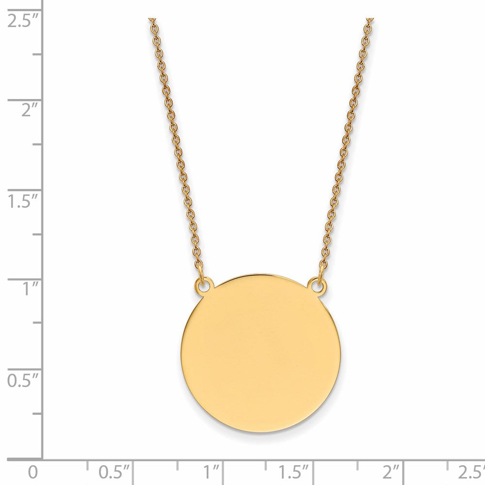 14K Yellow Gold Plain Circular Engravable Disc 18in Necklace