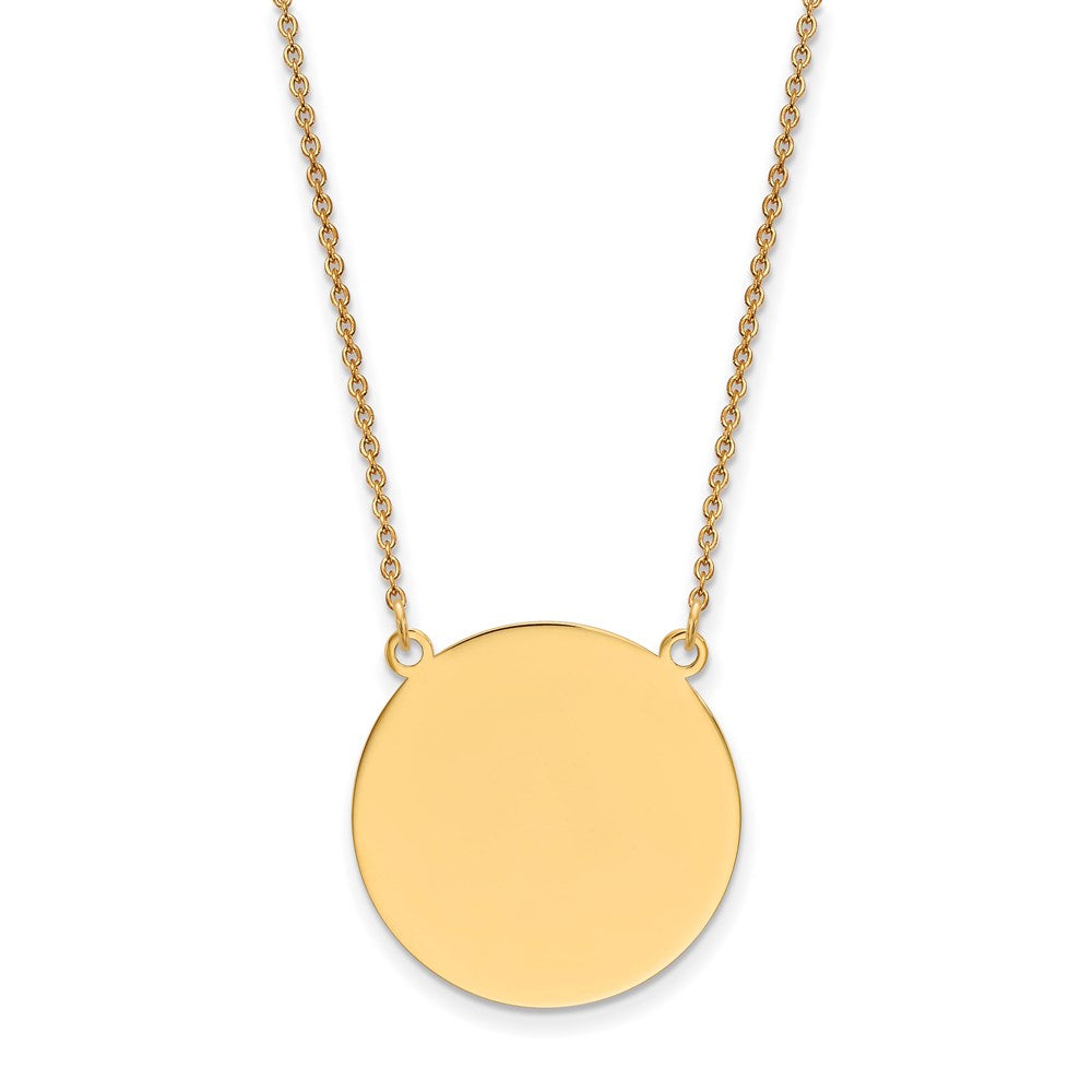 14K Yellow Gold Plain Circular Engravable Disc 18in Necklace