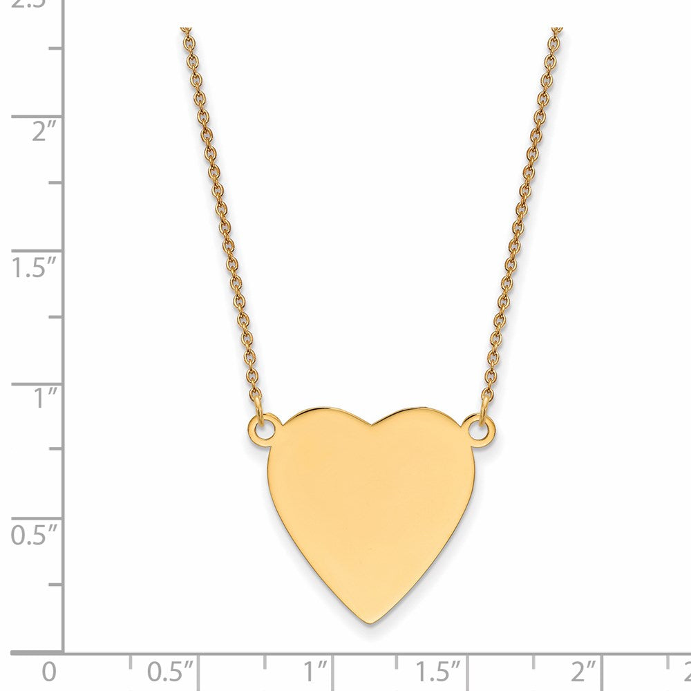 14K Yellow Gold Plain .018 Gauge Heart Engravable Disc 18In Necklace