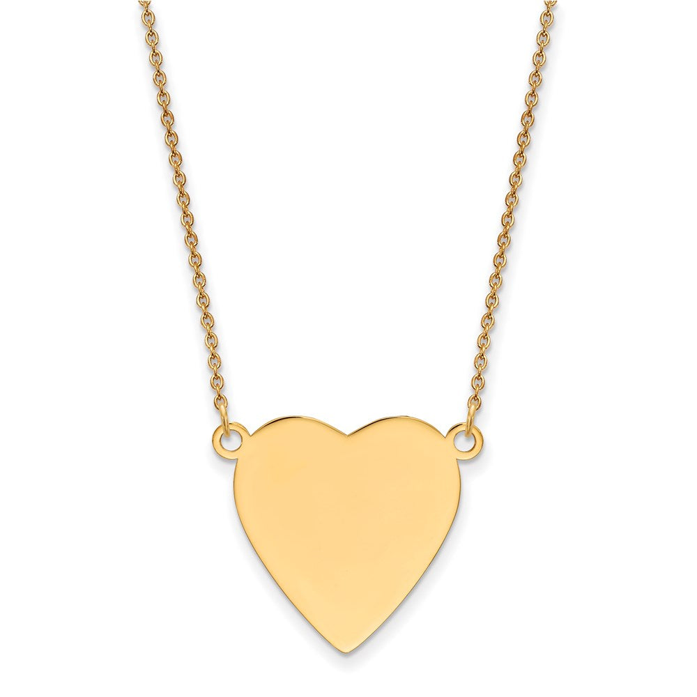 14K Yellow Gold Plain Heart Engravable Disc 18in Necklace