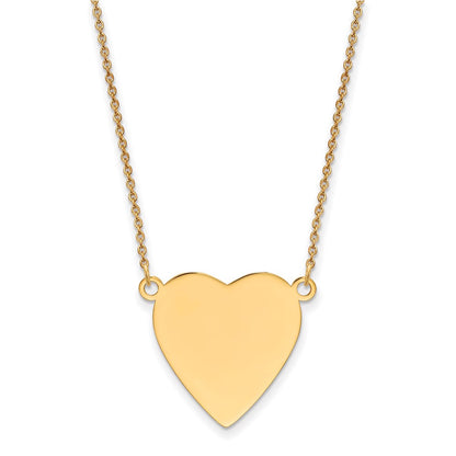 14K Yellow Gold Plain .018 Gauge Heart Engravable Disc 18In Necklace