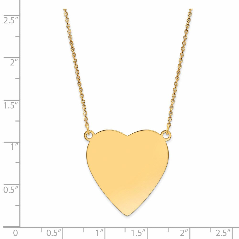14K Yellow Gold Plain .018 Gauge Heart Engravable Disc 18In Necklace