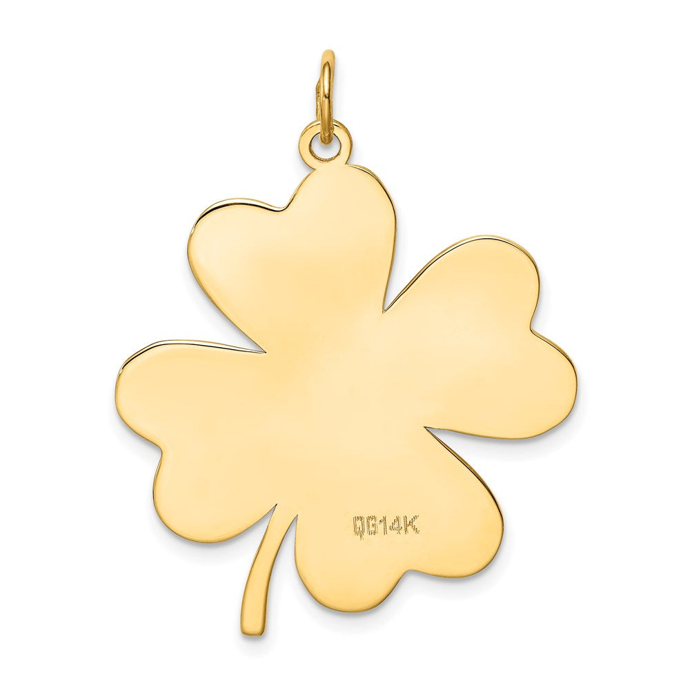 14k Yellow Gold Plain .018 Gauge Engravable Clover Disc Charm