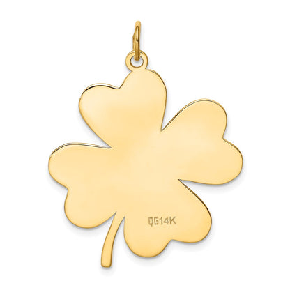 14k Yellow Gold Plain .018 Gauge Engravable Clover Disc Charm