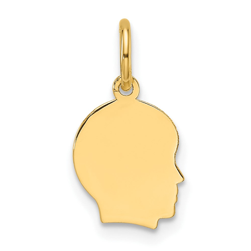 14K Yellow Gold Plain Small Facing Right Engravable Boy Head Charm