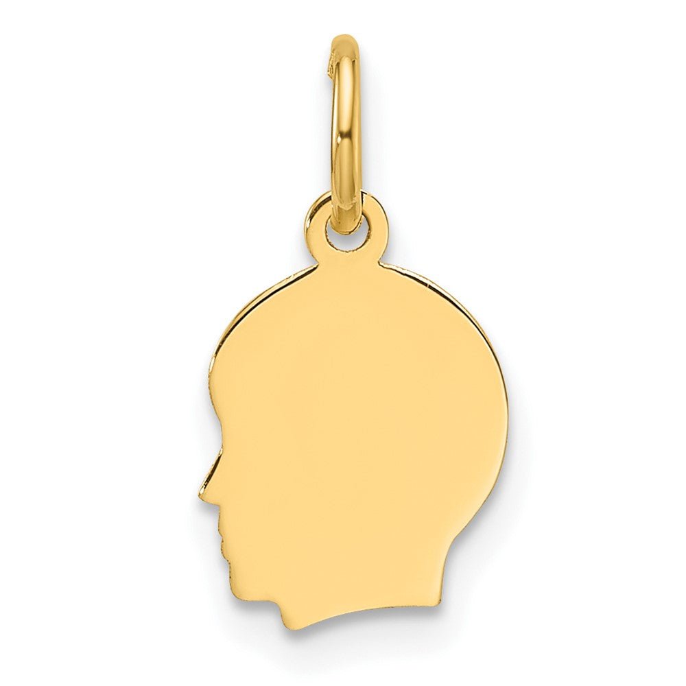 14K Yellow Gold Plain Small Facing Left Engravable Boy Head Charm
