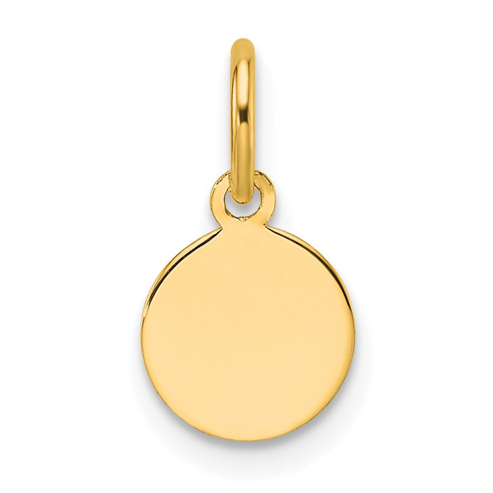 14K Yellow Gold Plain Circular Engravable Disc Charm