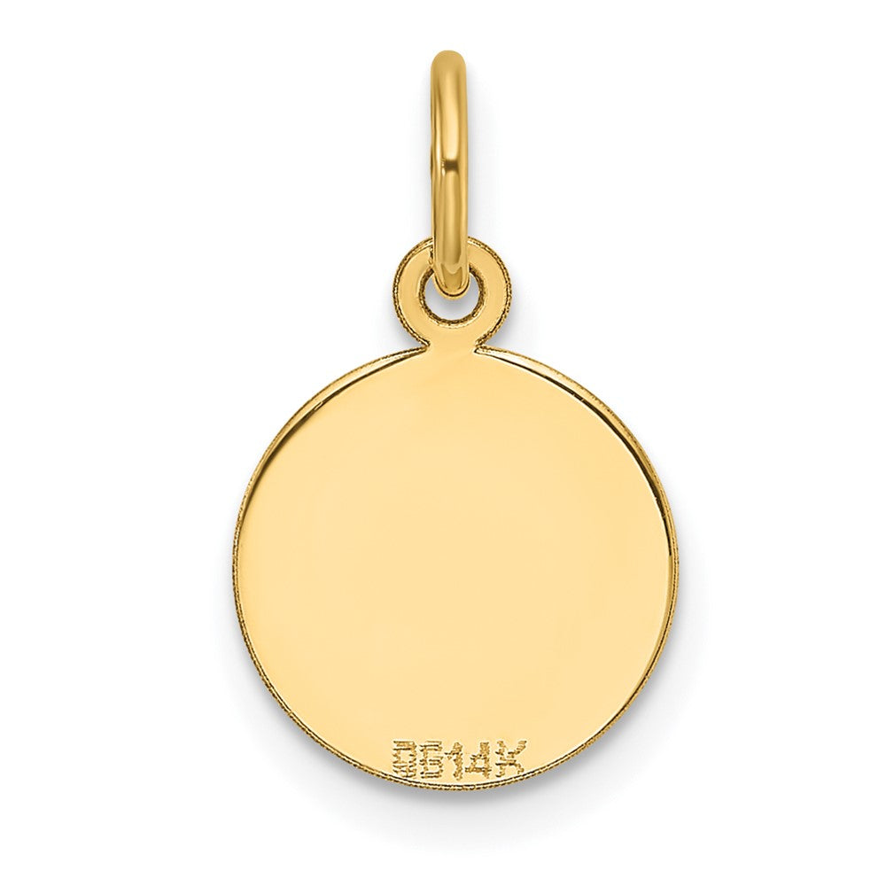 10K Yellow Gold Plain .027 Gauge Circular Engravable Disc Charm