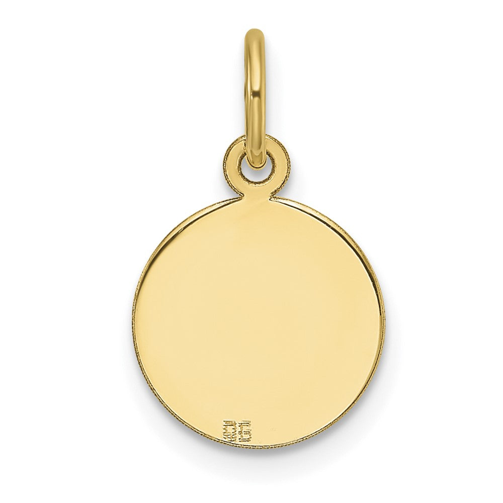 14K Yellow Gold Plain Circular Engravable Disc Charm