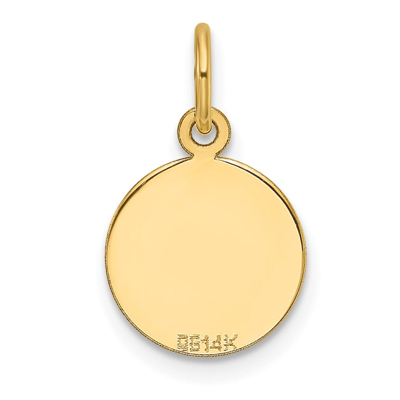 10K Yellow Gold Plain .018 Gauge Circular Engravable Disc Charm