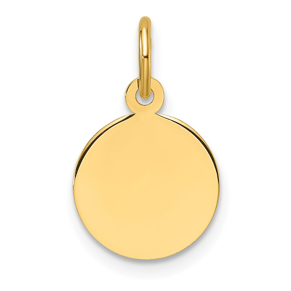 14K Yellow Gold Plain Circular Engravable Disc Charm