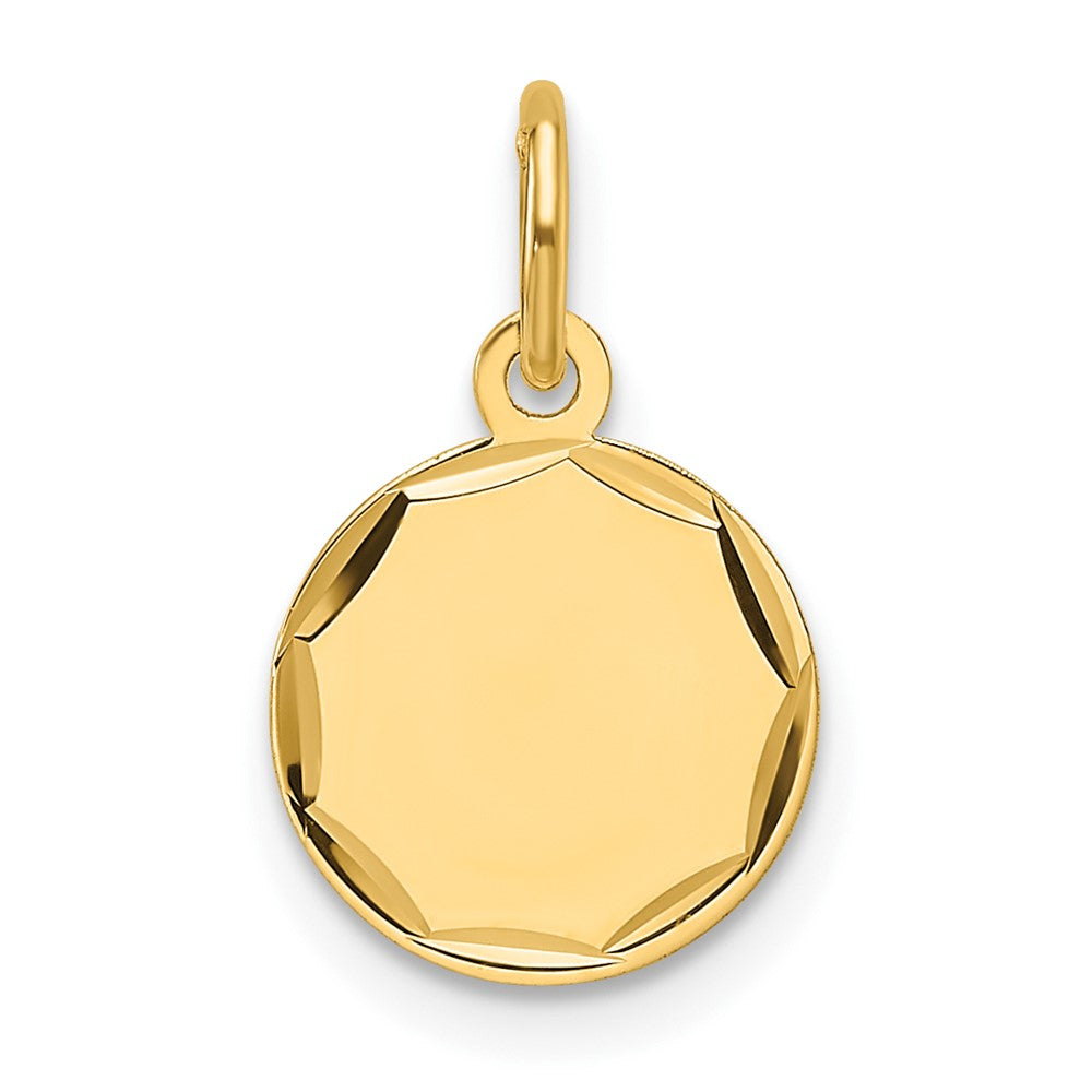 14K Yellow Gold Etched Engravable Round Disc Charm