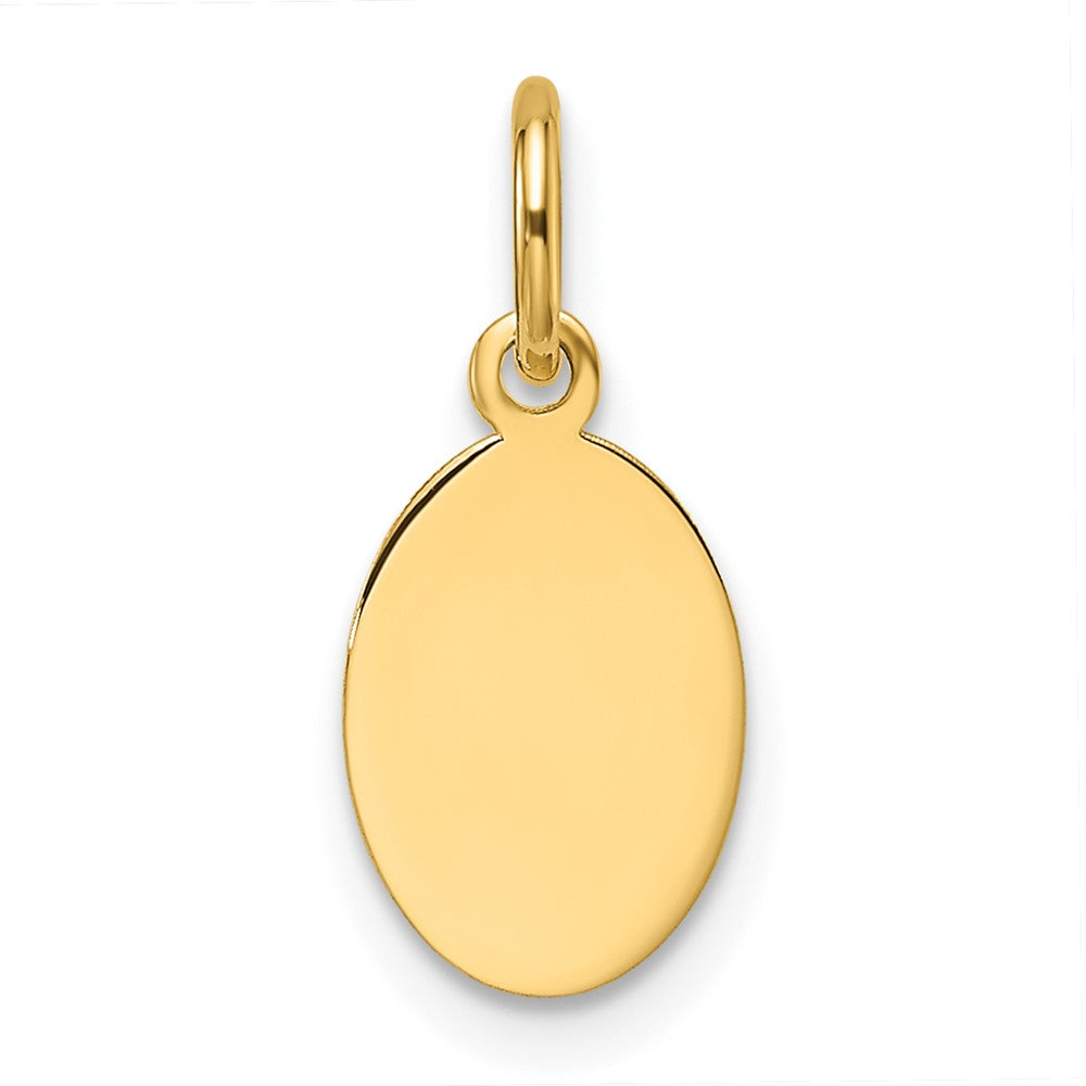 14K Yellow Gold Plain Engravable Oval Disc Charm