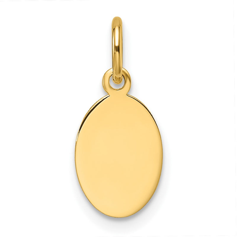 14K Yellow Gold Plain Engravable Oval Disc Charm