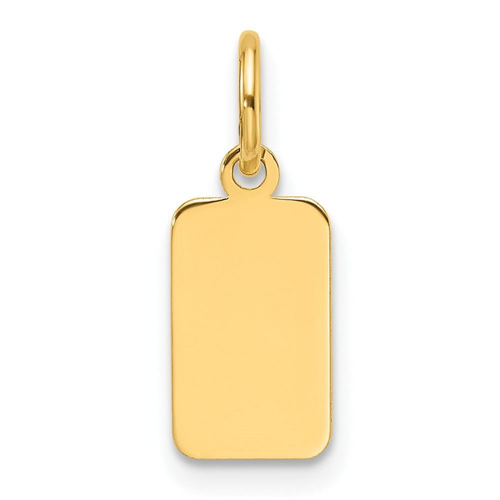 14K Yellow Gold Plain Engravable Rectangular Disc Charm
