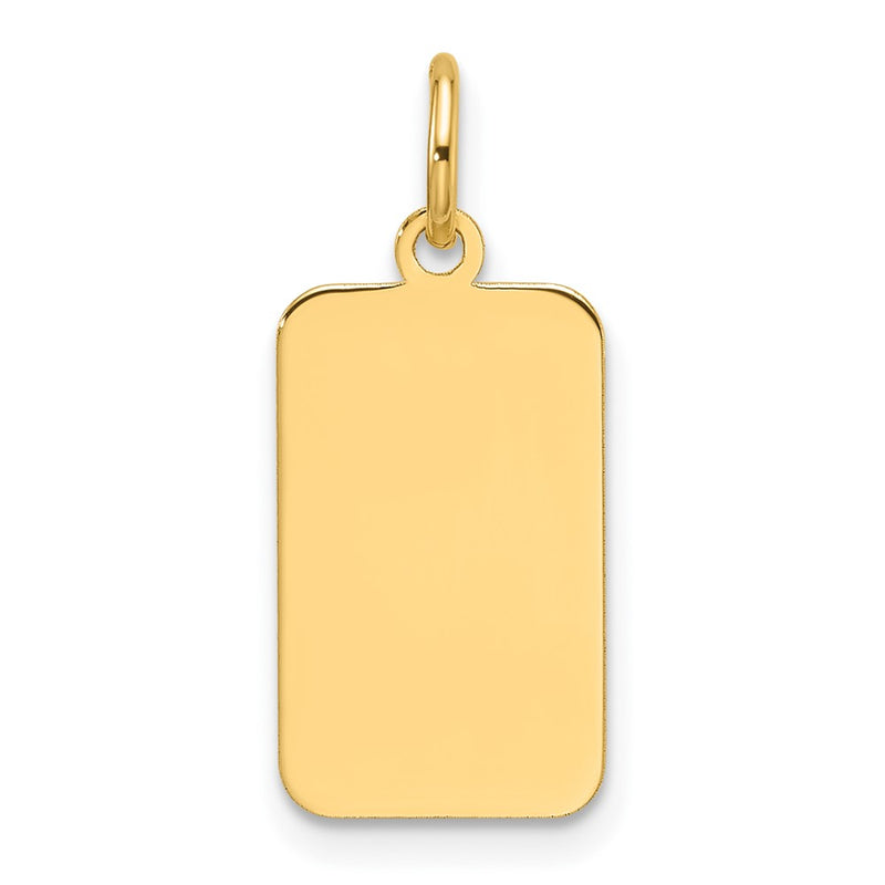 14K Yellow Gold Plain Engravable Rectangular Disc Charm