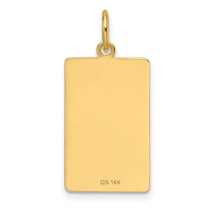 14K Yellow Gold Patterned Engravable Dog Tag Disc Charm