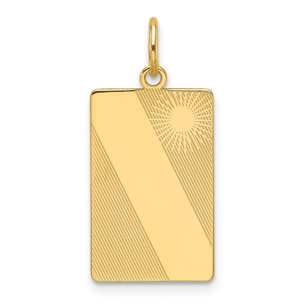 14K Yellow Gold Patterned Engravable Dog Tag Disc Charm