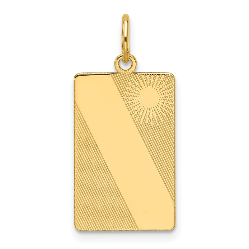 14K Yellow Gold Patterned Engravable Dog Tag Disc Charm