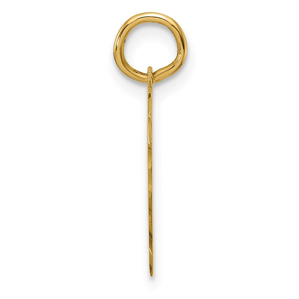 14K Yellow Gold Etched Engravable Heart Disc Charm