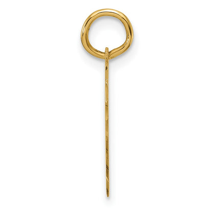 14K Yellow Gold Etched Engravable Heart Disc Charm