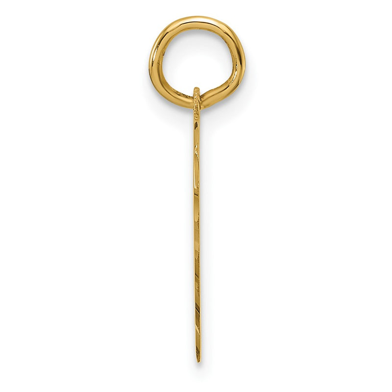 14K Yellow Gold Etched Engravable Heart Disc Charm