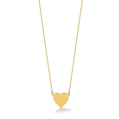 14K Yellow Gold Plain Heart Engravable Disc 18in Necklace