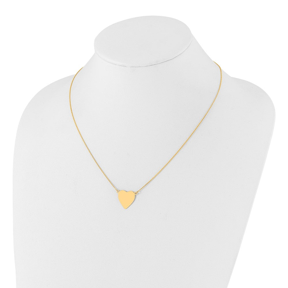 14K Yellow Gold Plain Heart Engravable Disc 18in Necklace