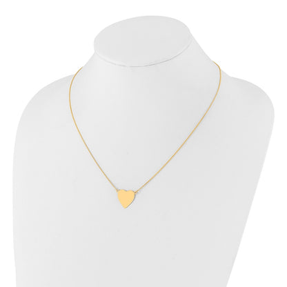 14K Yellow Gold Plain Heart Engravable Disc 18in Necklace